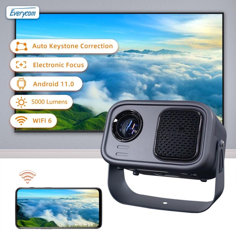 PLAY MAC Android 11 Full HD 4K Portable Projector – Compact LED LCD with Electric Focus, WiFi, Bluetooth 5.0 & OTT Streaming Support - Image 6